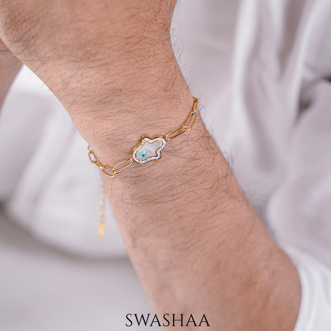 Darsh Hamsa 18K Gold Men's Bracelet - Swashaa