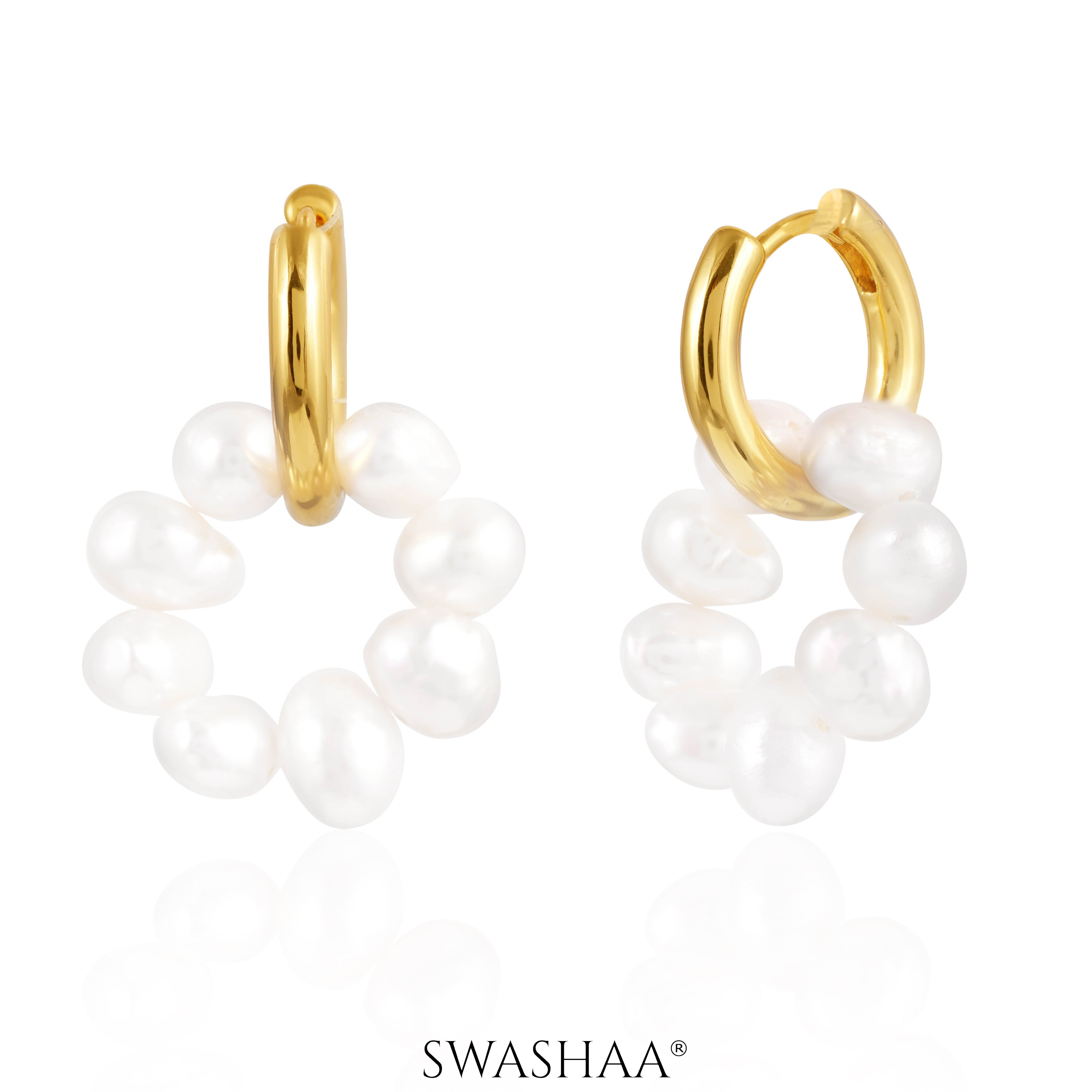 Davina Pearl 18K Gold Plated Hoop Earrings