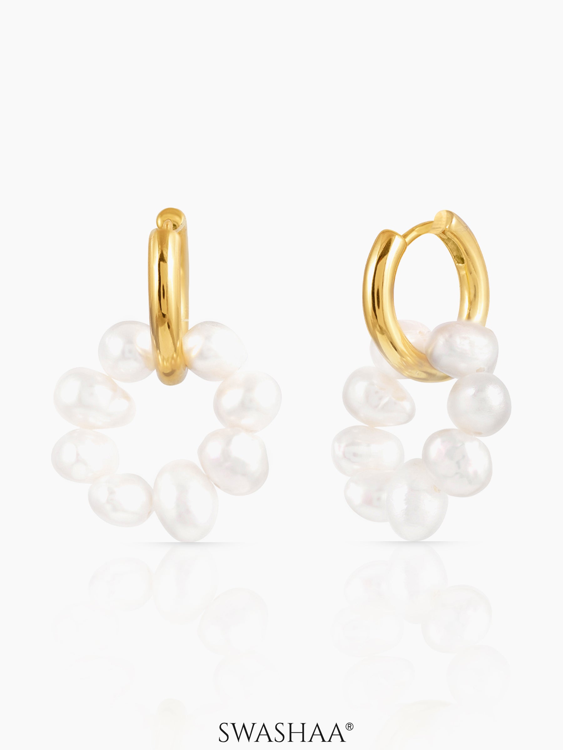 Davina Pearl 18K Gold Plated Hoop Earrings
