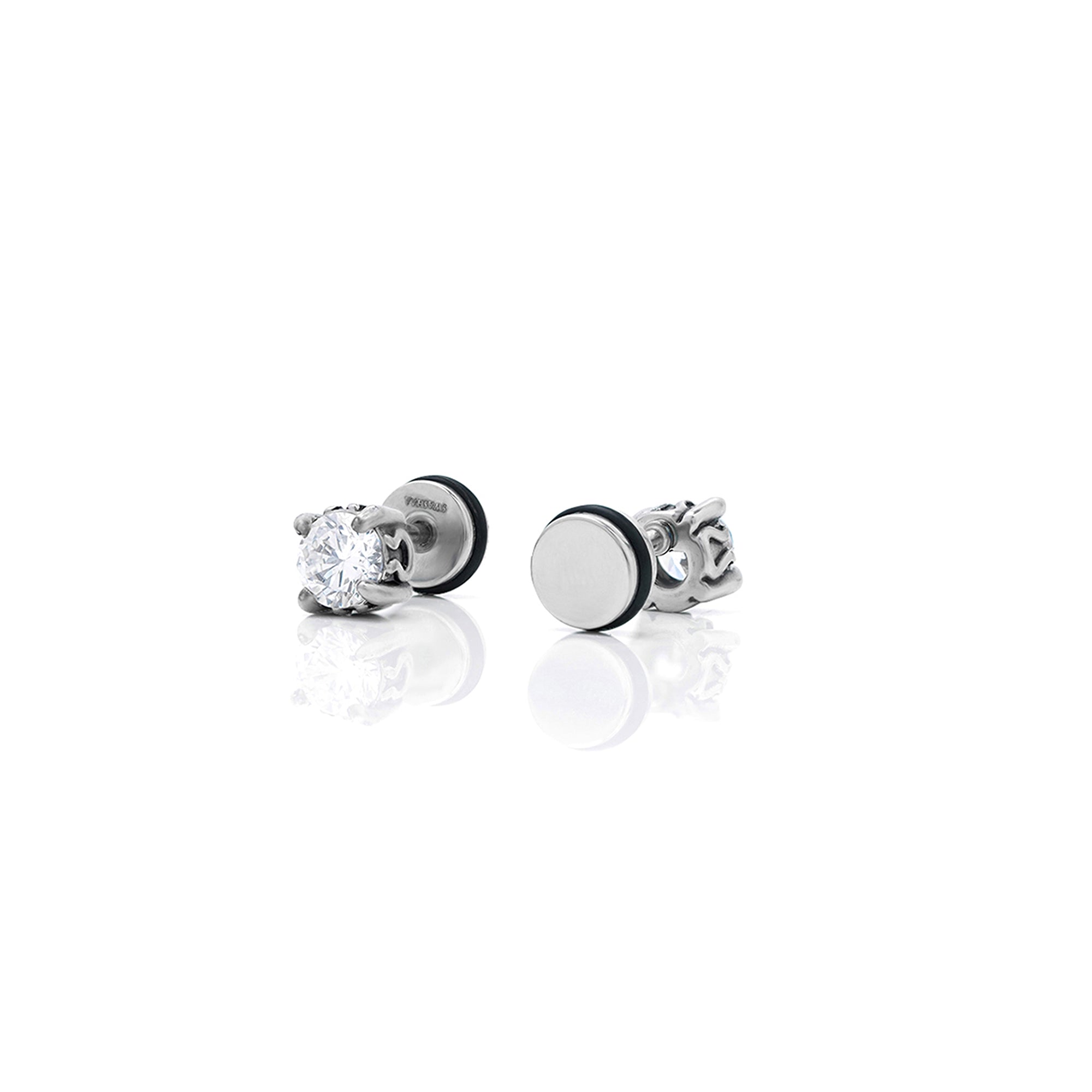 Dax Diamond Solitaire Silver Men's Stud Earrings