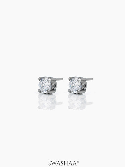 Dax Diamond Solitaire Silver Men's Stud Earrings