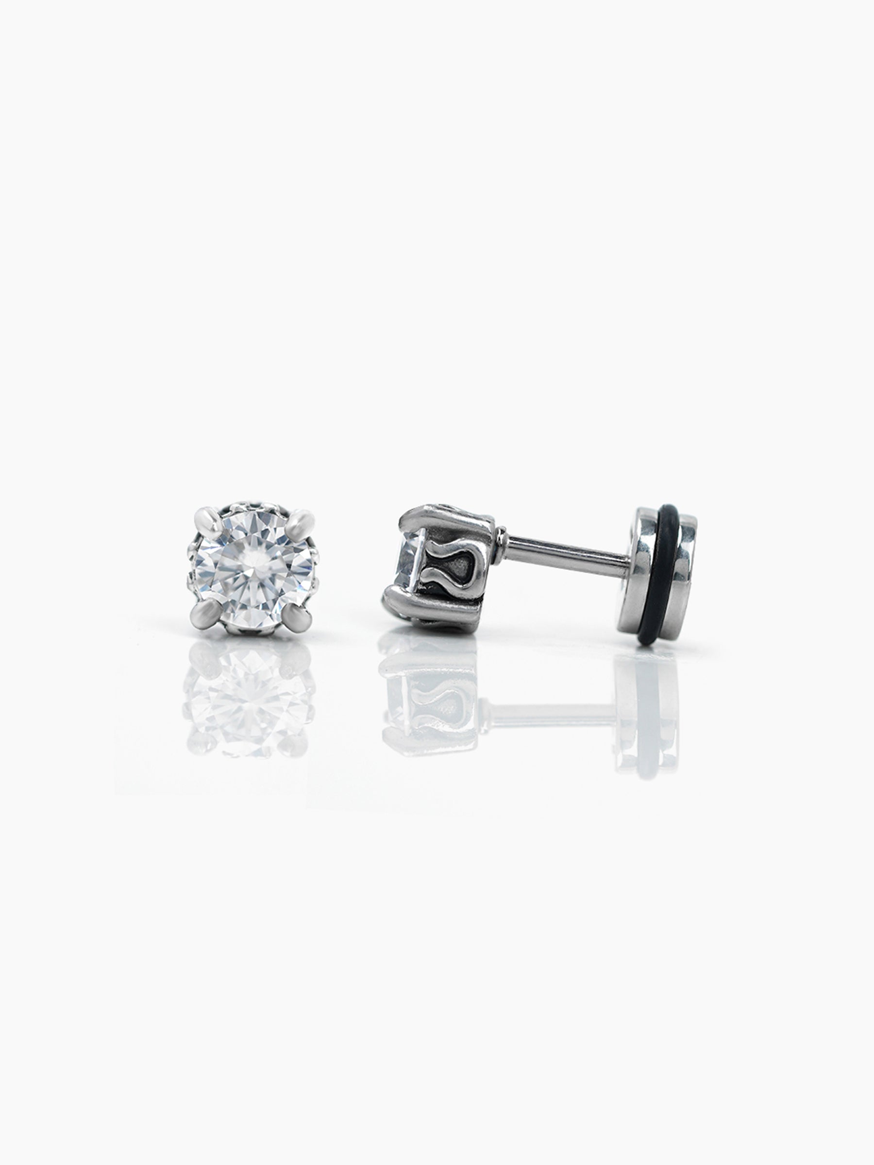 Dax Solitaire Silver Men's Stud Earrings
