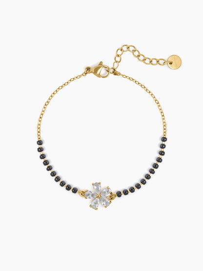 Dayita Floral Diamond Mangalsutra 18K Gold Plated Bracelet