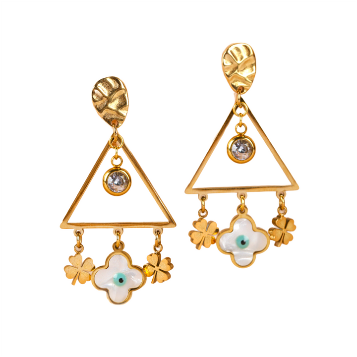 Dazzle Clover 18K Gold Plated Earrings