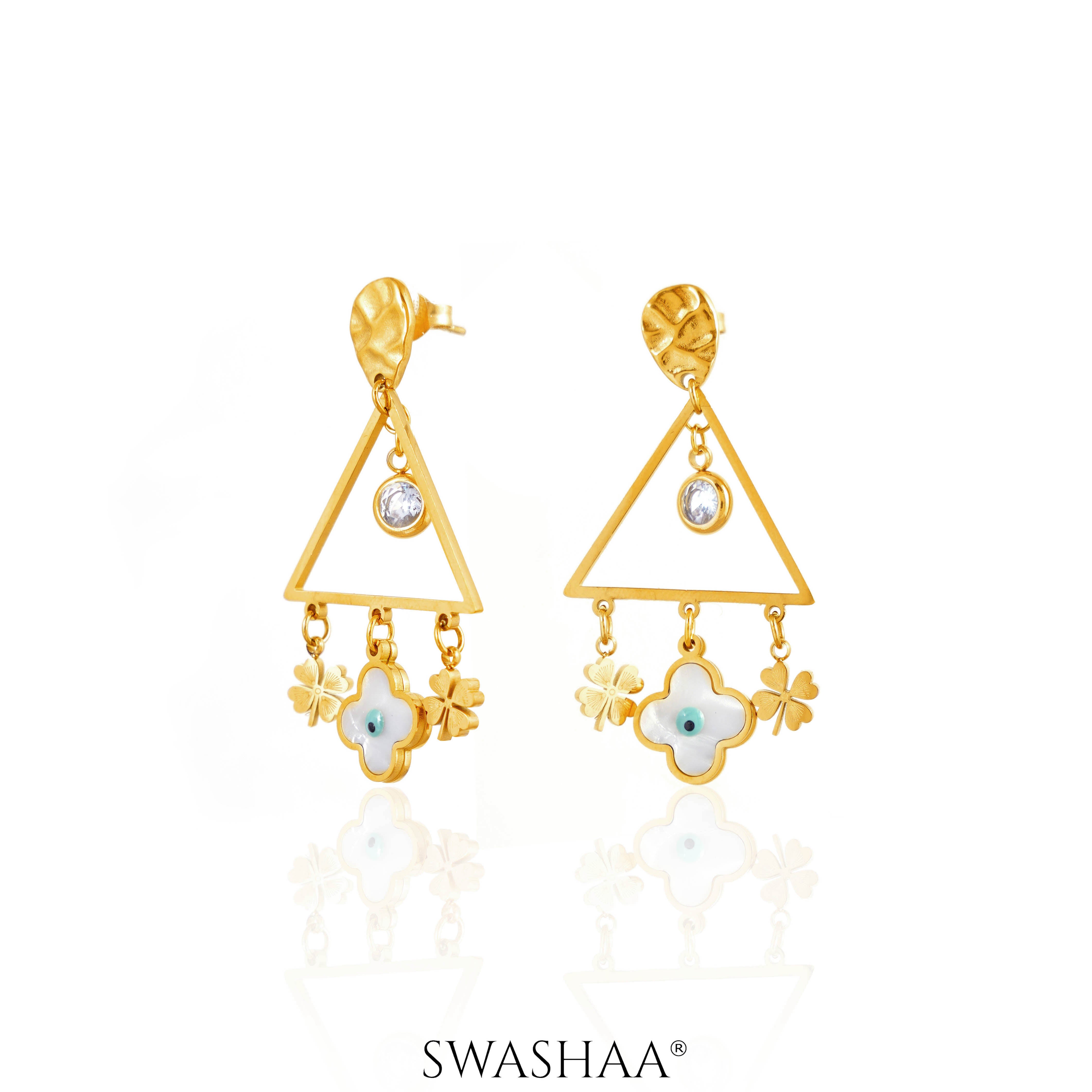 Dazzle Clover 18K Gold Plated Earrings