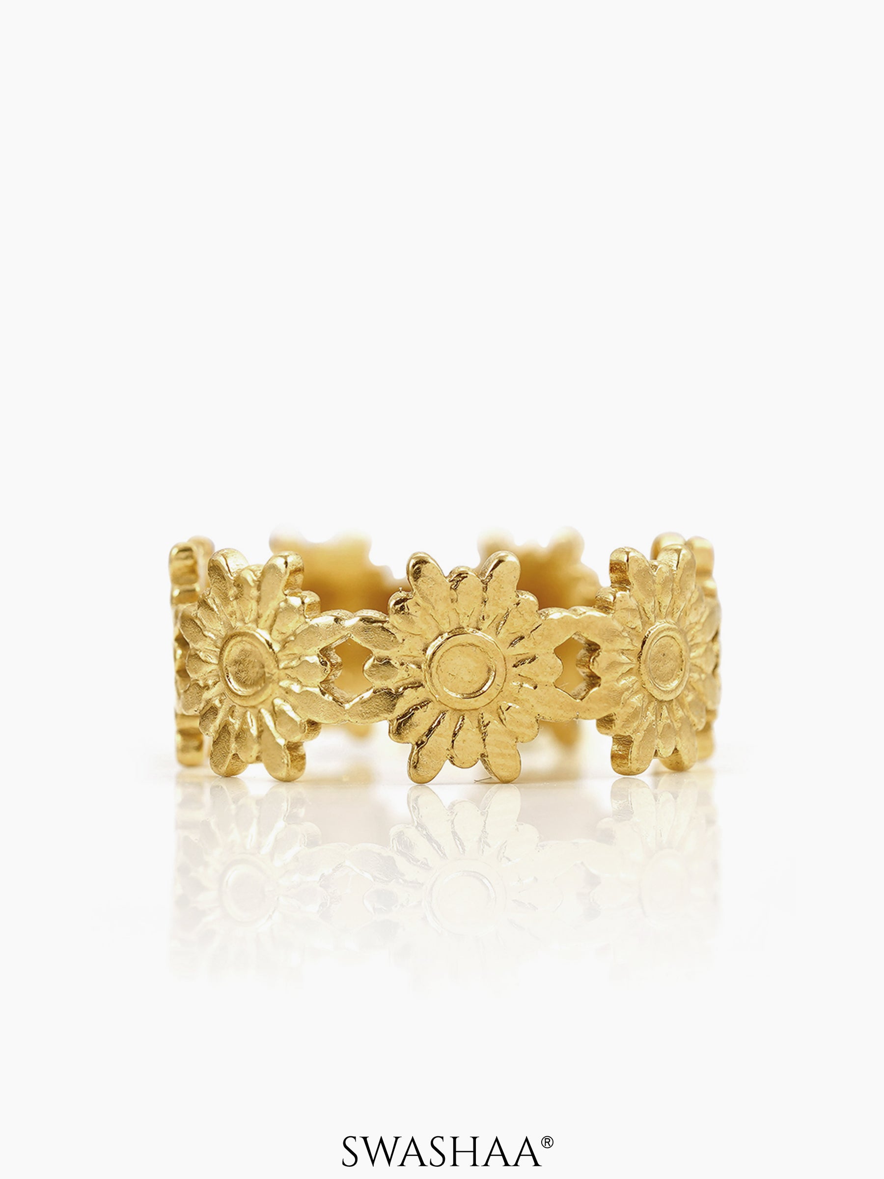 Debra Blooming Sunflowers 18K Gold Plated Ring