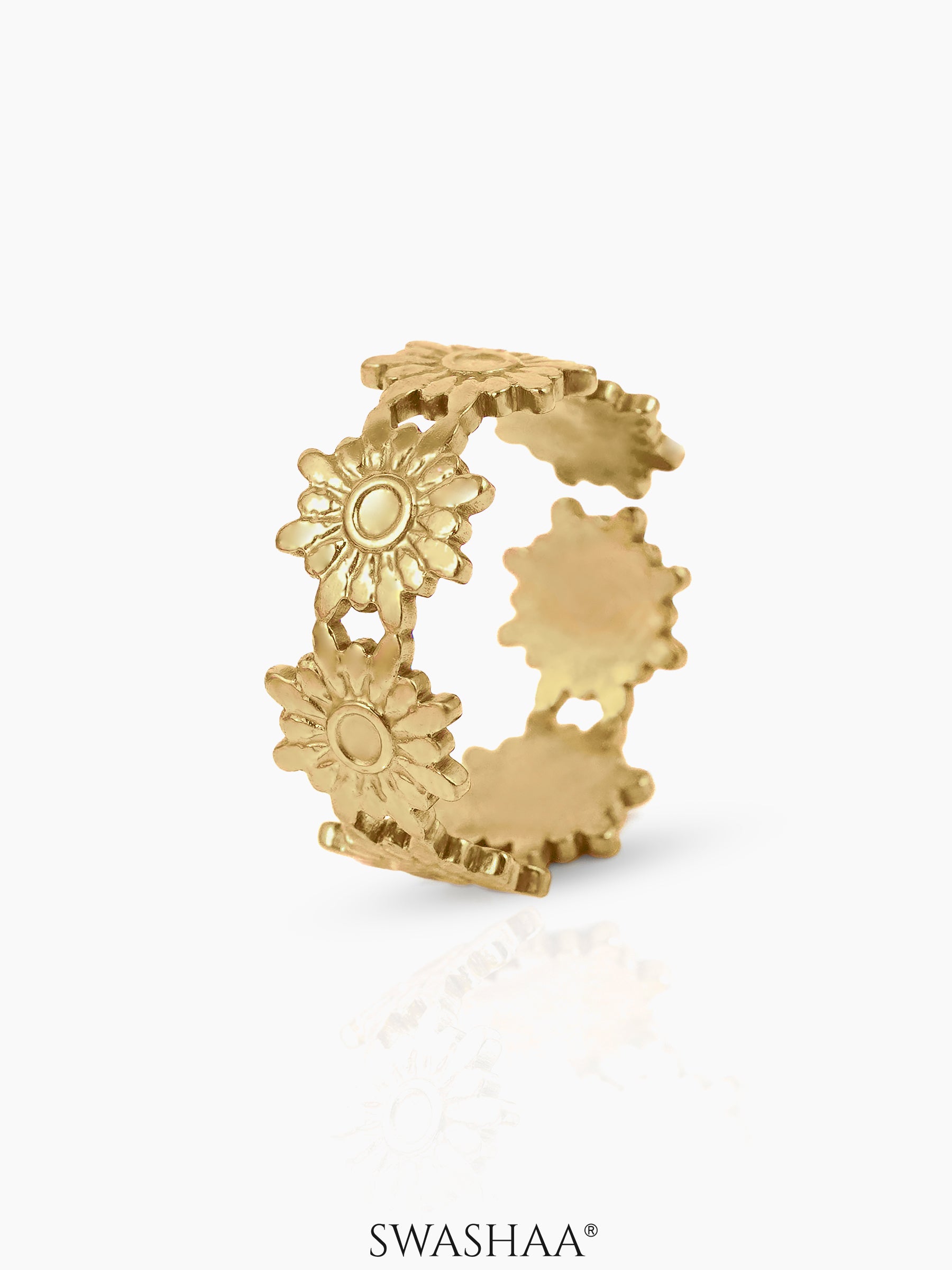 Debra Blooming Sunflowers 18K Gold Plated Ring
