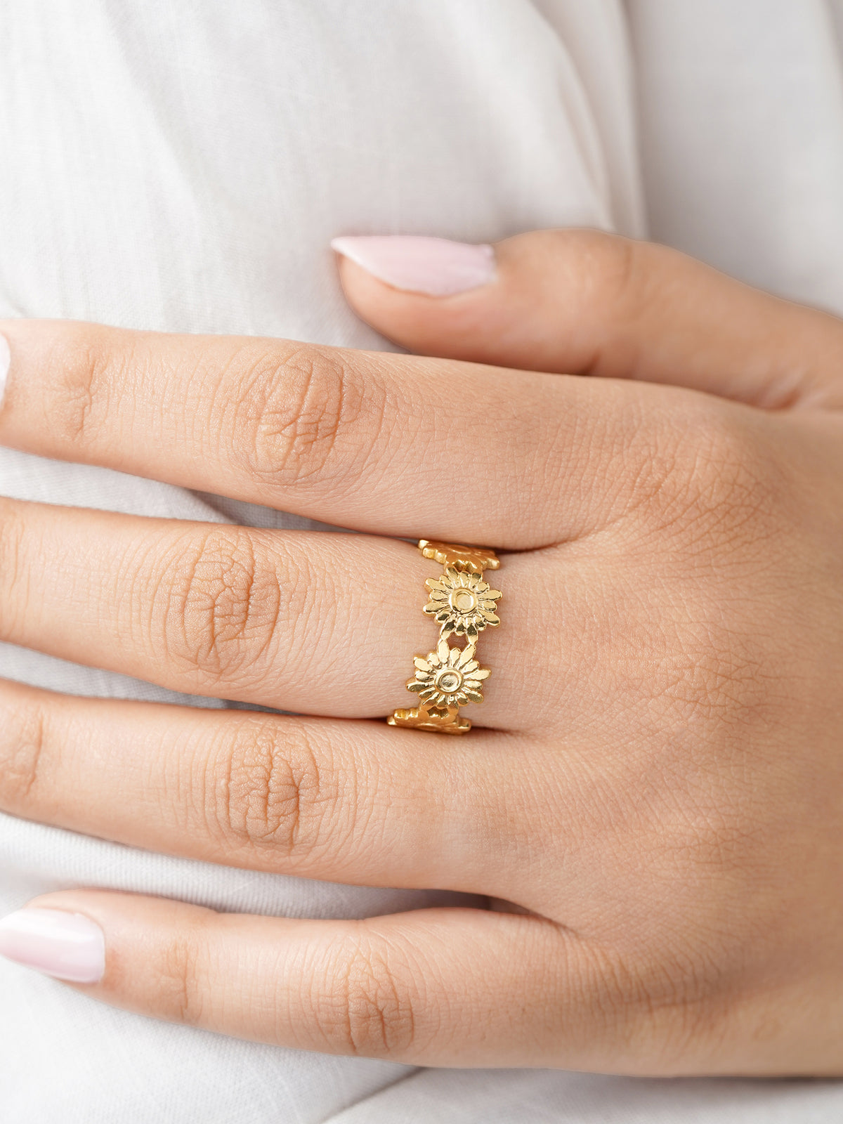 Debra Blooming Sunflowers 18K Gold Plated Ring