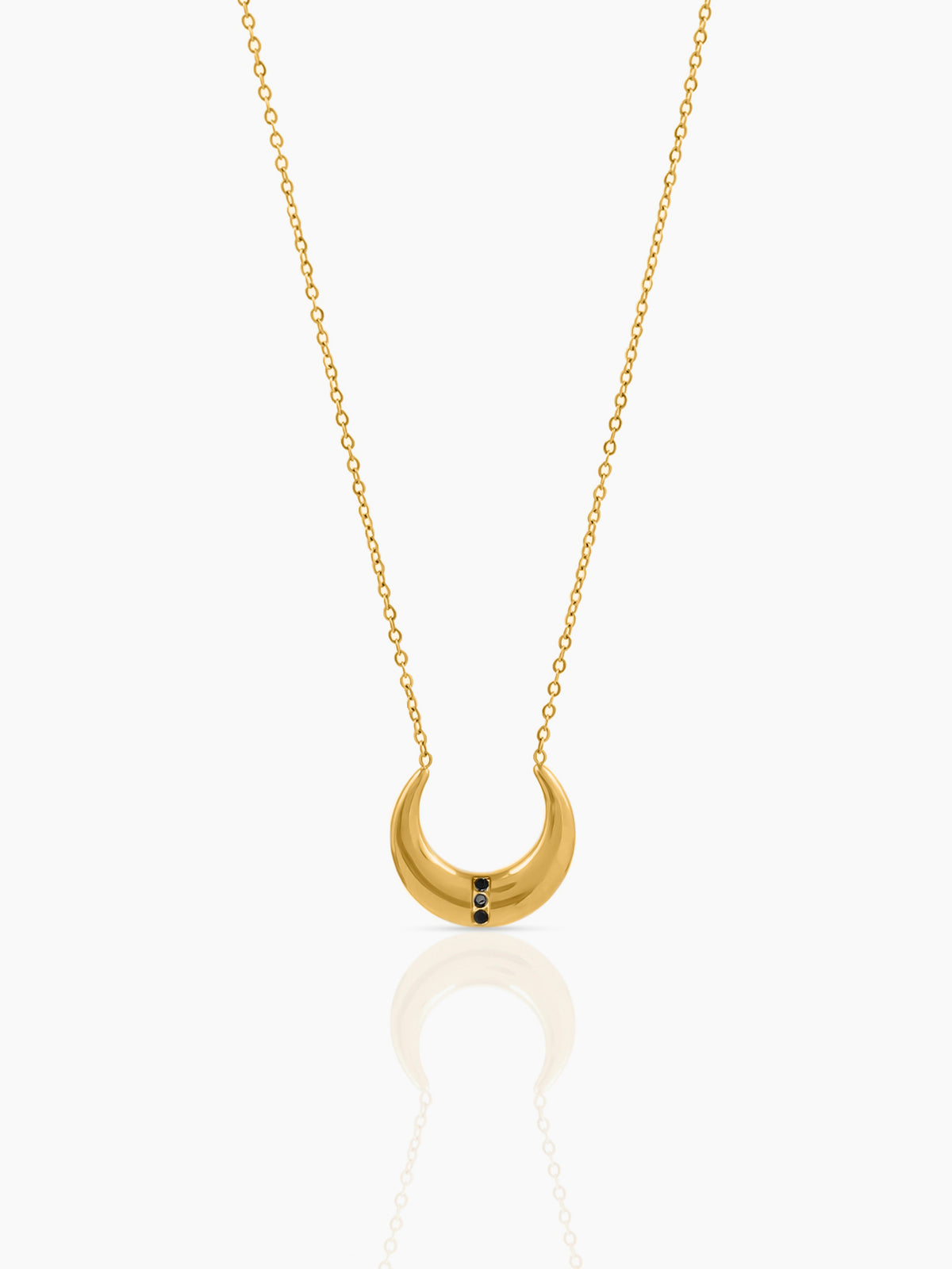 Delfina Crescent Moon Charm 18K Gold Plated Chain Pednant Necklace