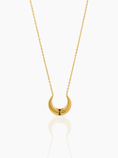 Delfina Crescent Moon Charm 18K Gold Plated Chain Pednant Necklace