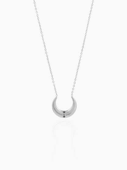 Delfina Crescent Moon Charm Silver Chain Pednant Necklace
