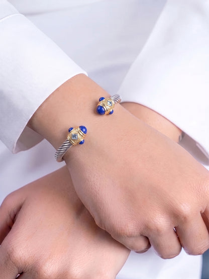 Delilah Blue - Silver  Women's Wired Cuff Solid Bracelet