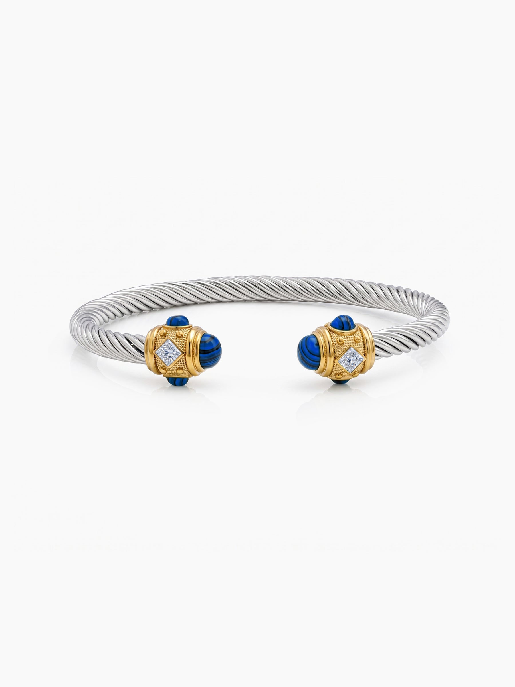 Delilah Blue - Silver  Women's Wired Cuff Solid Bracelet