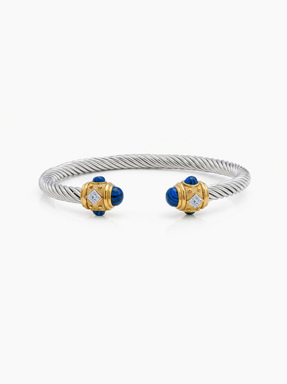 Delilah Blue - Silver  Women's Wired Cuff Solid Bracelet