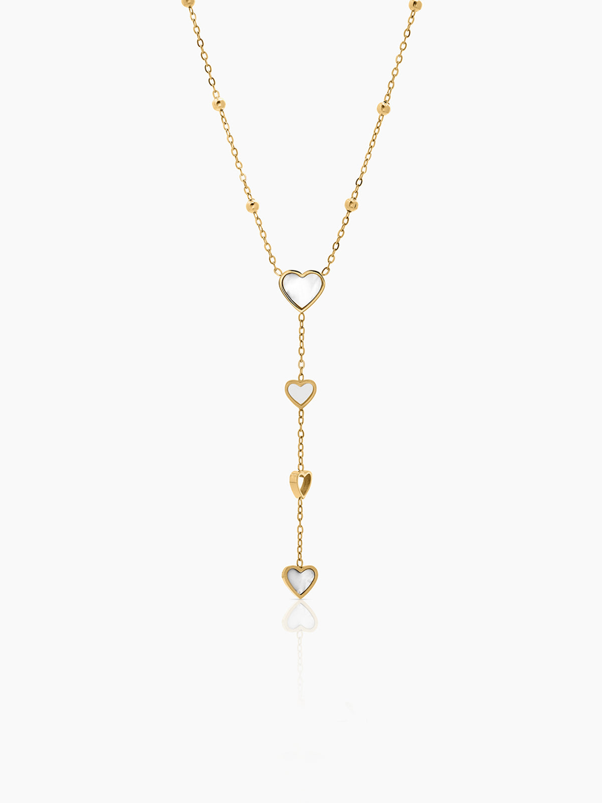 Delora Heart Drop Charms18K Gold Plated Women's Layered Chain Pendant Necklace