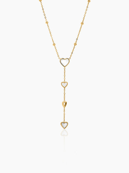 Delora Heart Drop Charms18K Gold Plated Women's Layered Chain Pendant Necklace