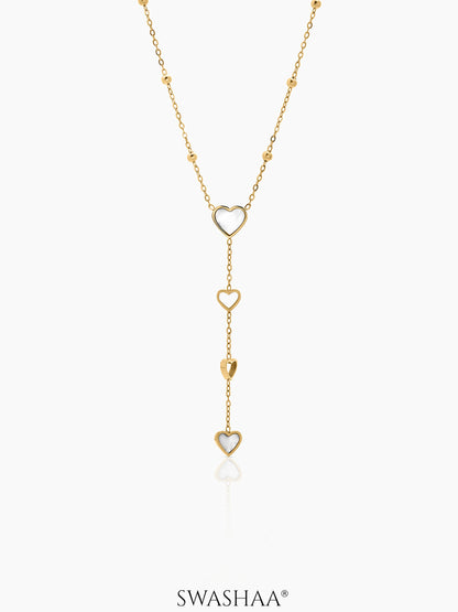 Delora Heart Drop Charms18K Gold Plated Women's Layered Chain Pendant Necklace