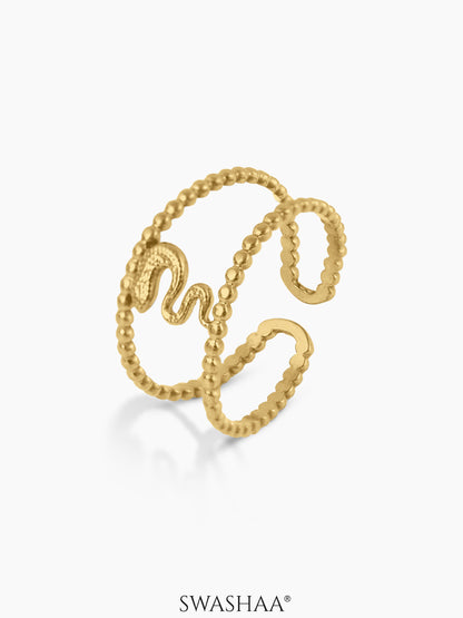 Derry Sleek Serpent Motif 18K Gold Plated Ring