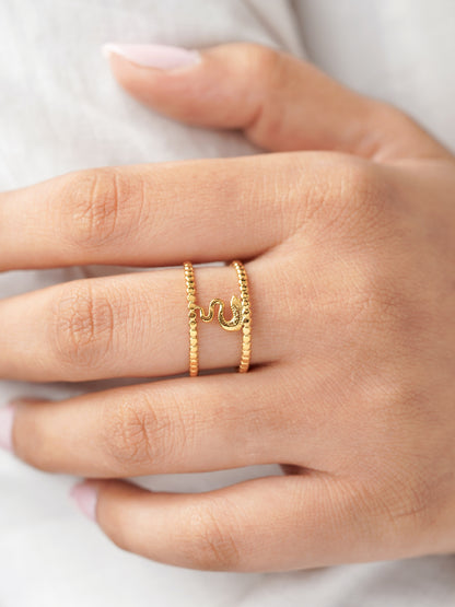 Derry Sleek Serpent Motif 18K Gold Plated Ring