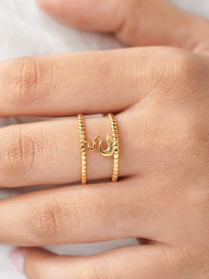 Derry Sleek Serpent Motif 18K Gold Plated Ring