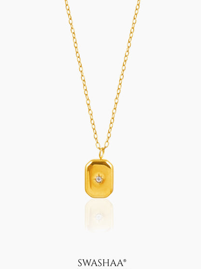 Desma North Star Stone Charm 18K Gold Plated Necklace