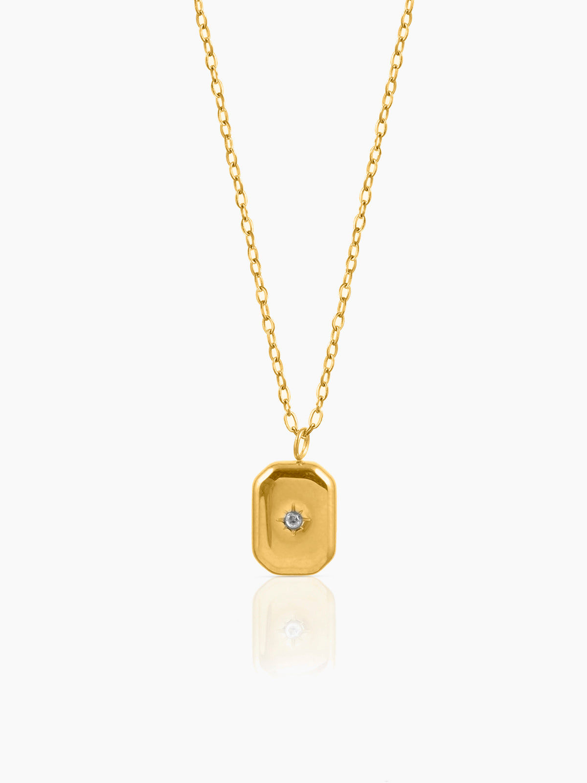 Desma North Star Stone Charm 18K Gold Plated Necklace