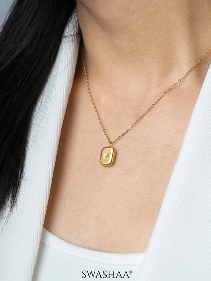 Desma North Star Stone Charm 18K Gold Plated Necklace