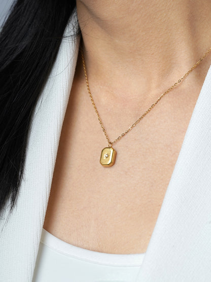 Desma North Star Stone Charm 18K Gold Plated Necklace