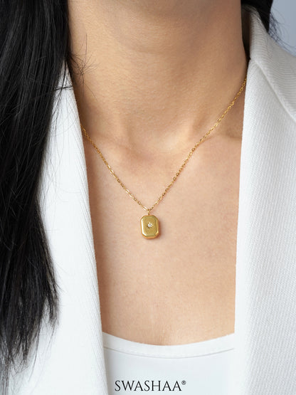 Desma North Star Stone Charm 18K Gold Plated Necklace