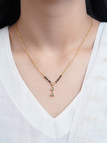 Devika Trio Diamond Drop 18K Gold Plated Mangalsutra