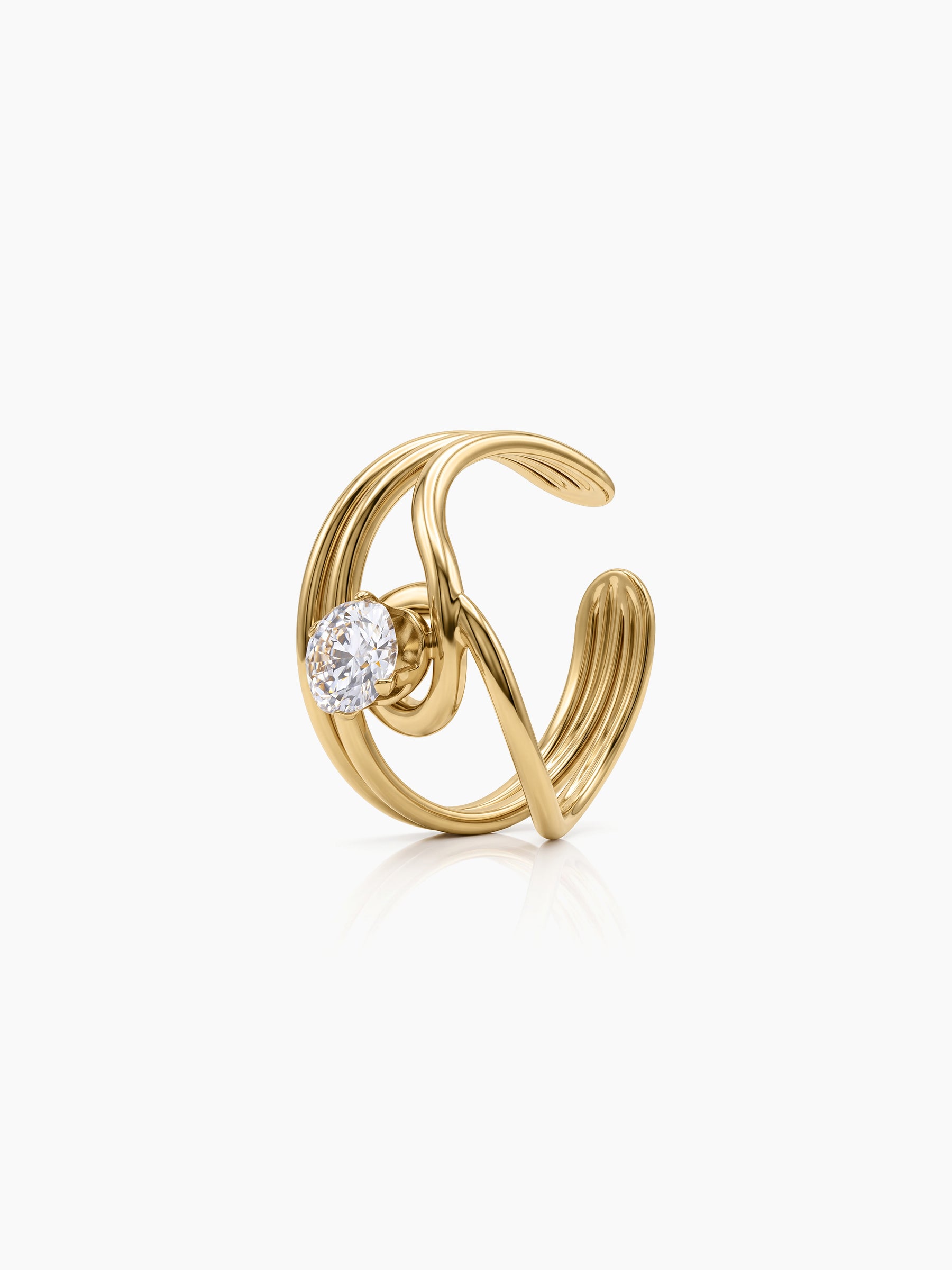 Devora Solitaire Diamond 18K Gold Plated Women's Ring