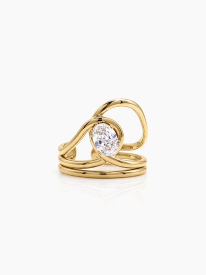 Devora Solitaire Diamond 18K Gold Plated Women's Ring