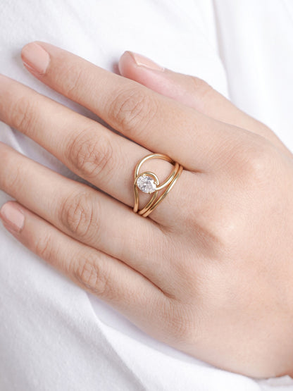 Devora Solitaire Diamond 18K Gold Plated Women's Ring