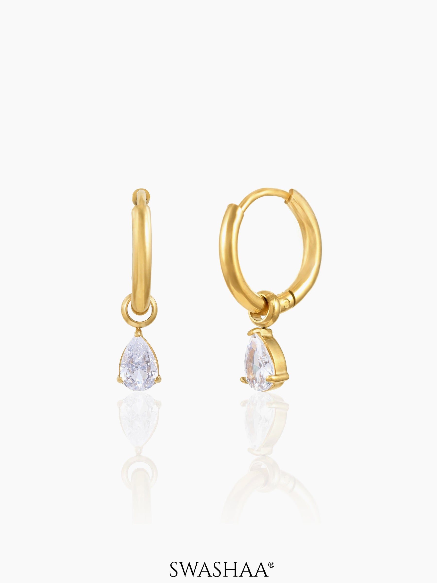Dew Drop Diamond Loop 18K Gold Plated Kid's earrings