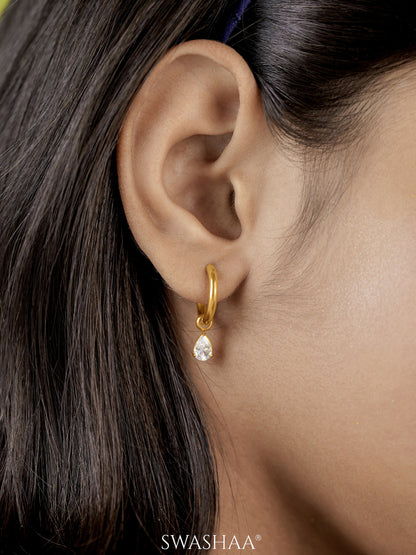 Dew Drop Diamond Loop 18K Gold Plated Kid's Dangling earrings