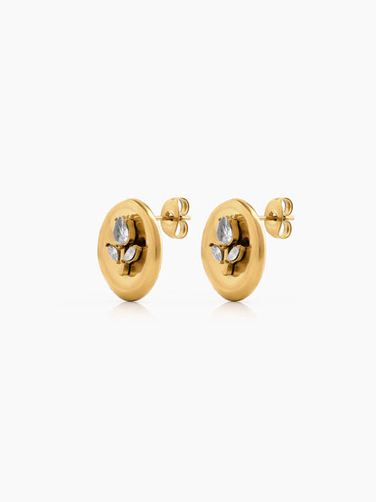 Deza Diamond Tulip 18K Gold Plated Women's Earrings