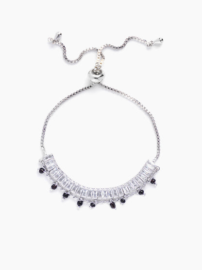 Dia Baguette Stone Silver Mangalsutra Bracelet