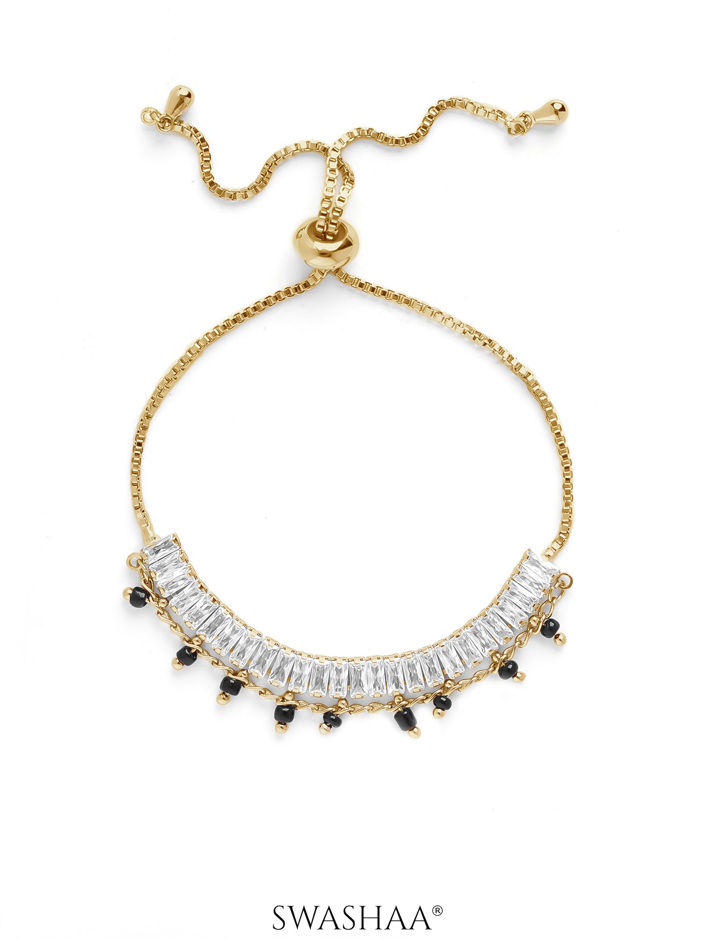 Dia Baguette Layered Stone 18K Gold Plated Mangalsutra Bracele