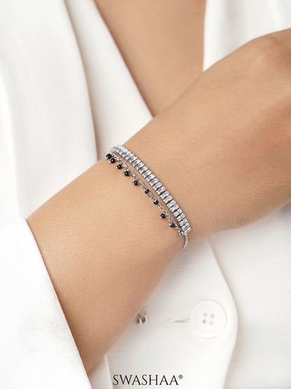Dia Baguette Stone Silver Mangalsutra Bracelet