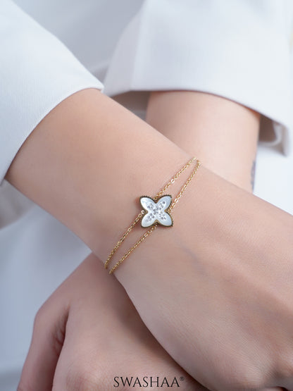 Diamond Floral Diamond Clover Loose Chain Bracelet