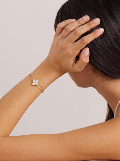 Diamond Floral Diamond Clover Loose Chain Bracelet