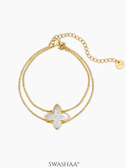 Diamond Floral Diamond Clover Loose Chain Bracelet