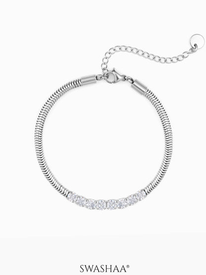Diamond Round Rope Chain Silver Men's Bracelet
