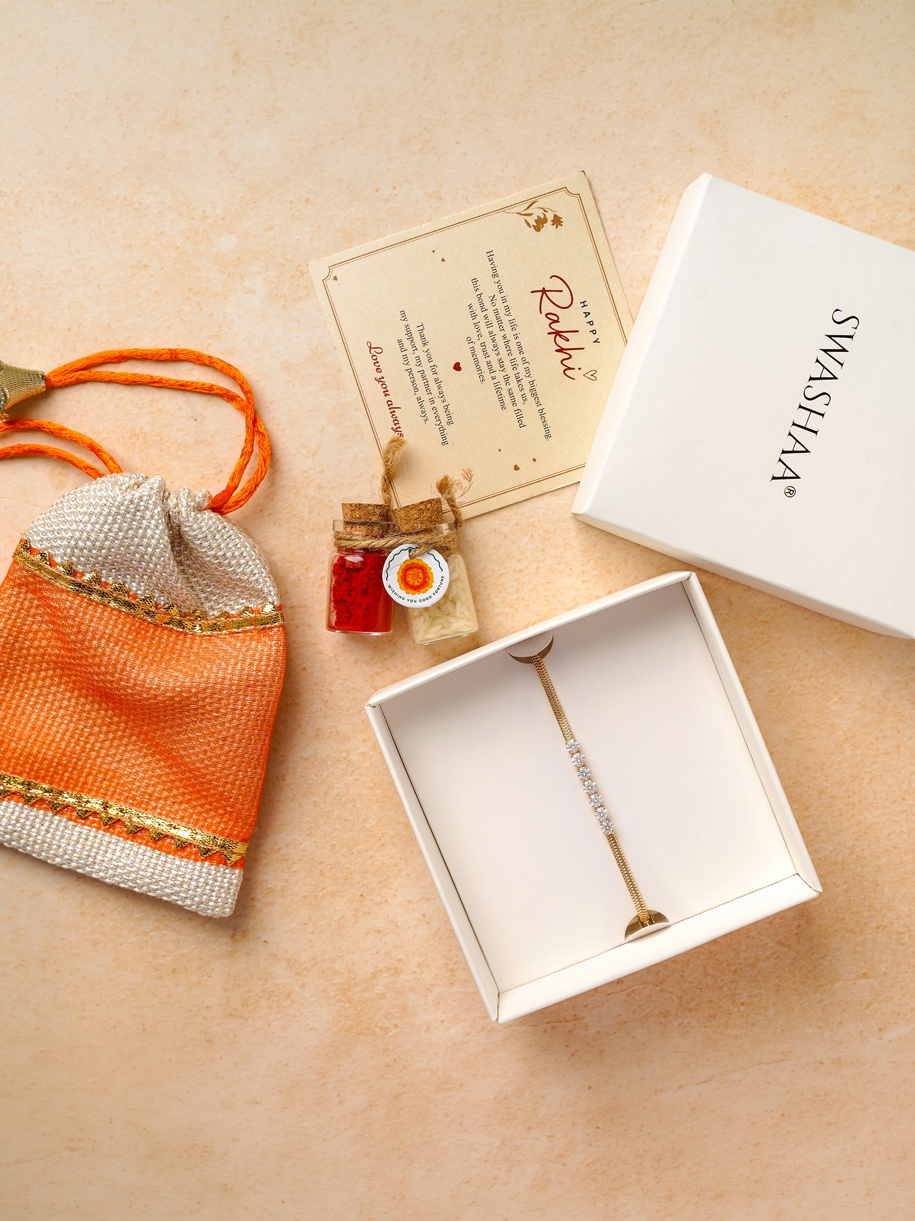 Diamond Round Rope Chain 18K Gold Plated Rakhi