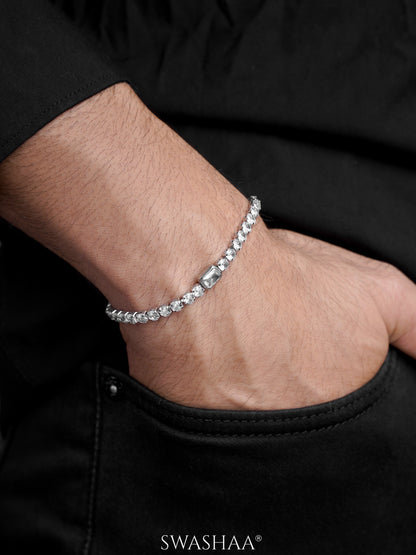 Diamond White Silver Tennis Men's Bracelet