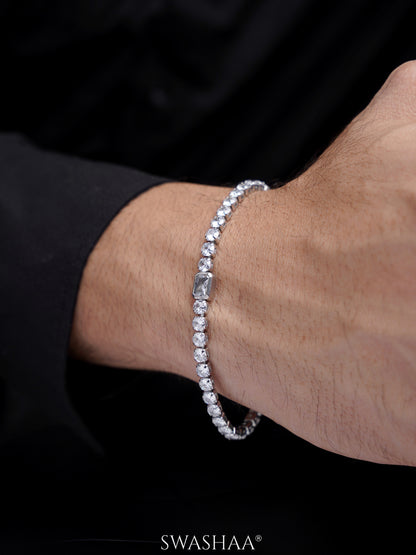 Diamond White Silver Tennis Men's Bracelet