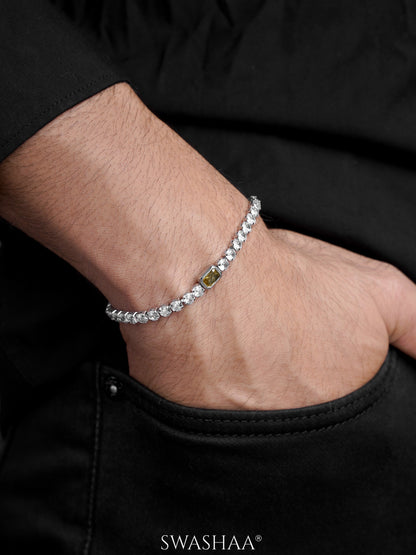 Diamond Yellow Silver Tennis Men's Bracelet