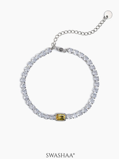 Diamond Yellow Silver Tennis Men's Bracelet