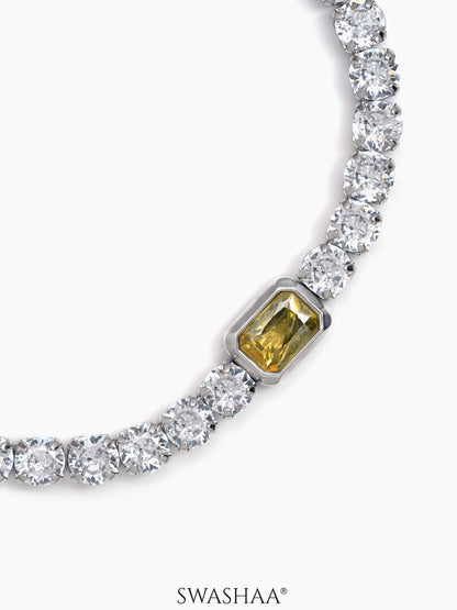 Diamond Yellow Silver Tennis Men's Bracelet