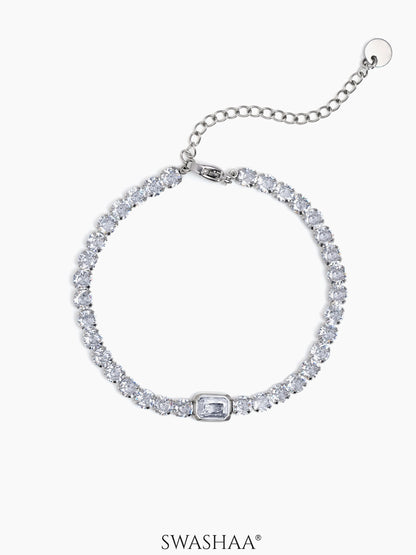 Diamond White Silver Tennis Men's Bracelet